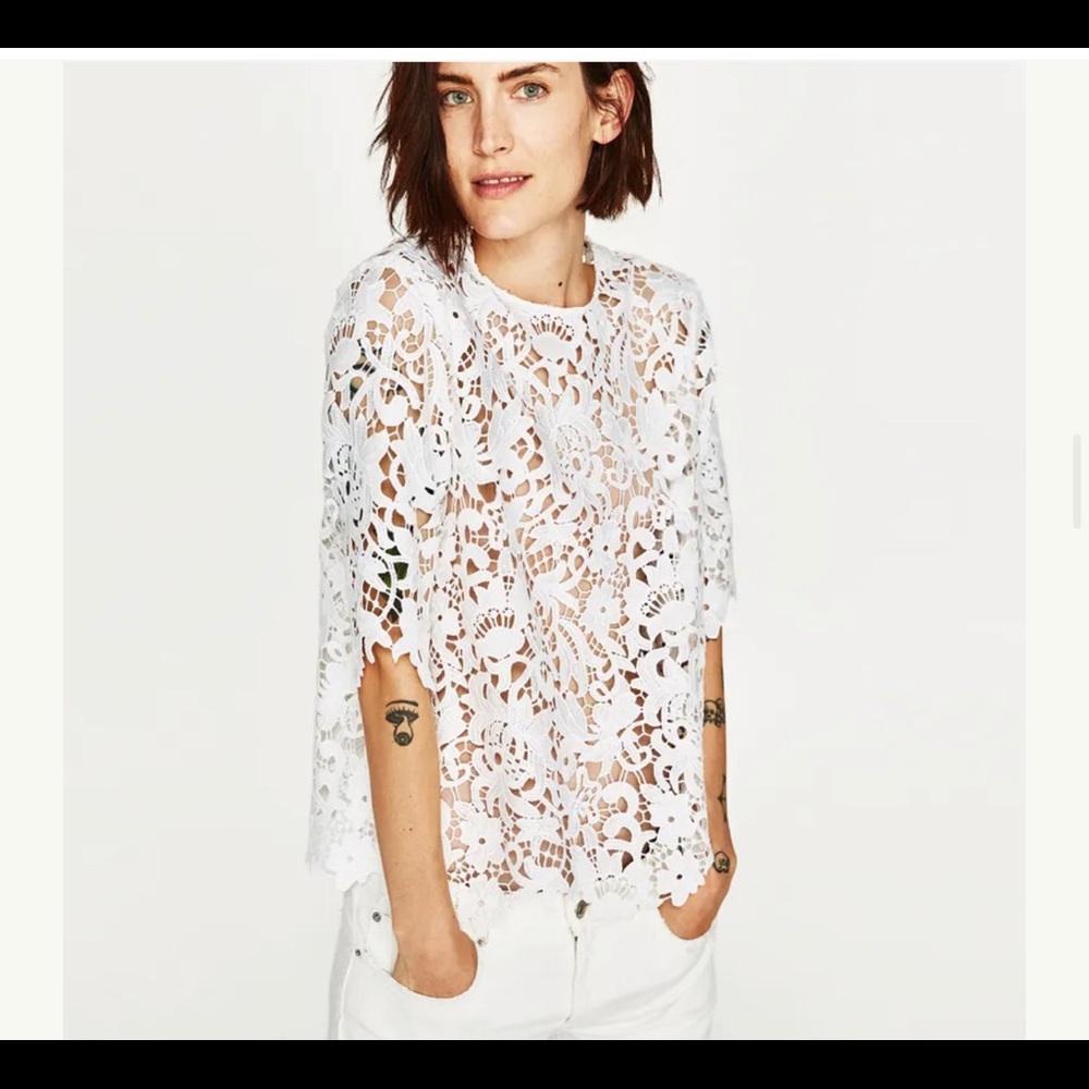 Zara white lace top L
